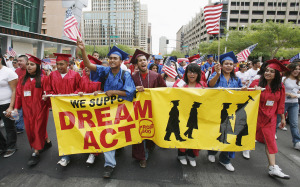 Students march in favor of immigration reform and the Dream Act through downtown Phoenix